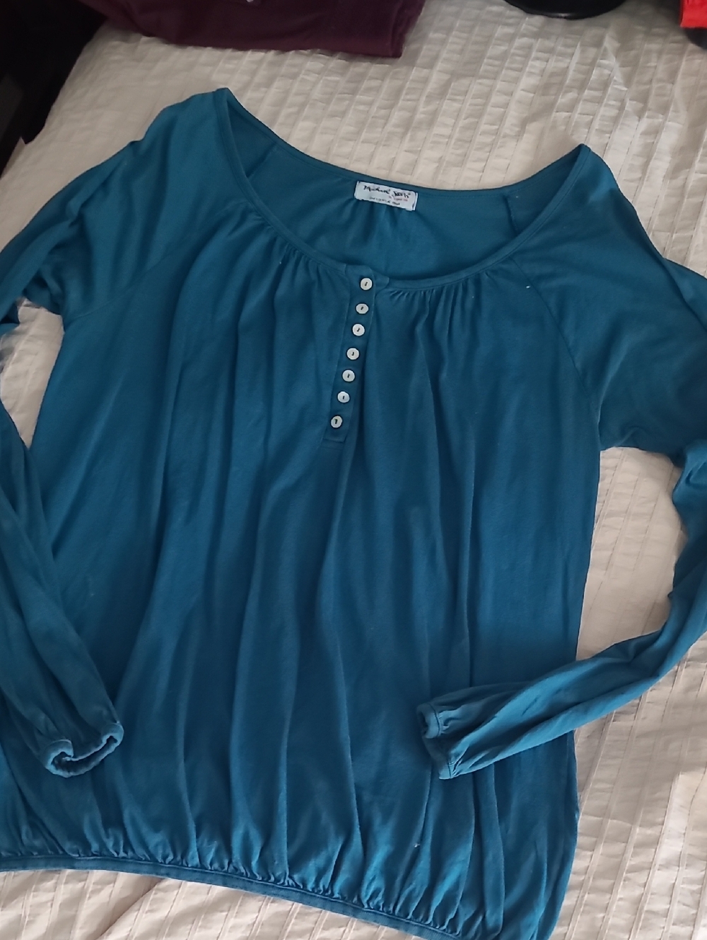 Michael Stars Teal Long-Sleeve Henley